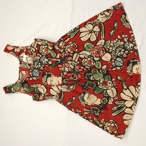 Frida Kahlo Stamped Art Multicolor XL Dress NWT